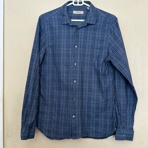 Burberry London Plaid Blue Long Sleeve Shirt Tailored M
